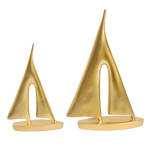 Modern Sculptures Home Decor, Gold Sailboat Decor Ornament, Boat Decorations
