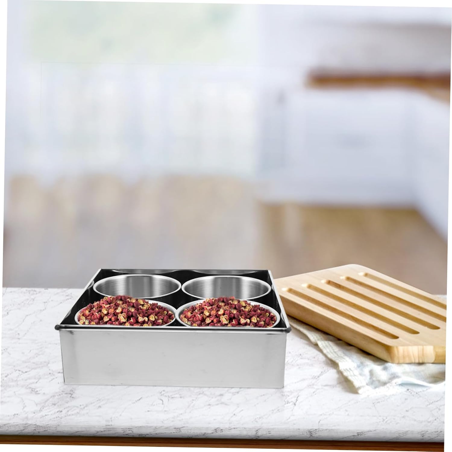 Cabilock Stainless Steel Compartment Spice Organizer Box for Kitchen Airtight Seasoning Storage Case Versatile Use for Sauces and Household Items Moisture Design