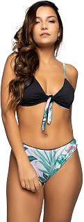 Biquini de Amarração Sem Bojo Estampado - Biquini Dupla Face com Proteção Solar Fator UV - Sutiã de Laço, Moda Feminina Verão, Look de Praia e Piscina, Roupas Femininas de Banho - Vicbela