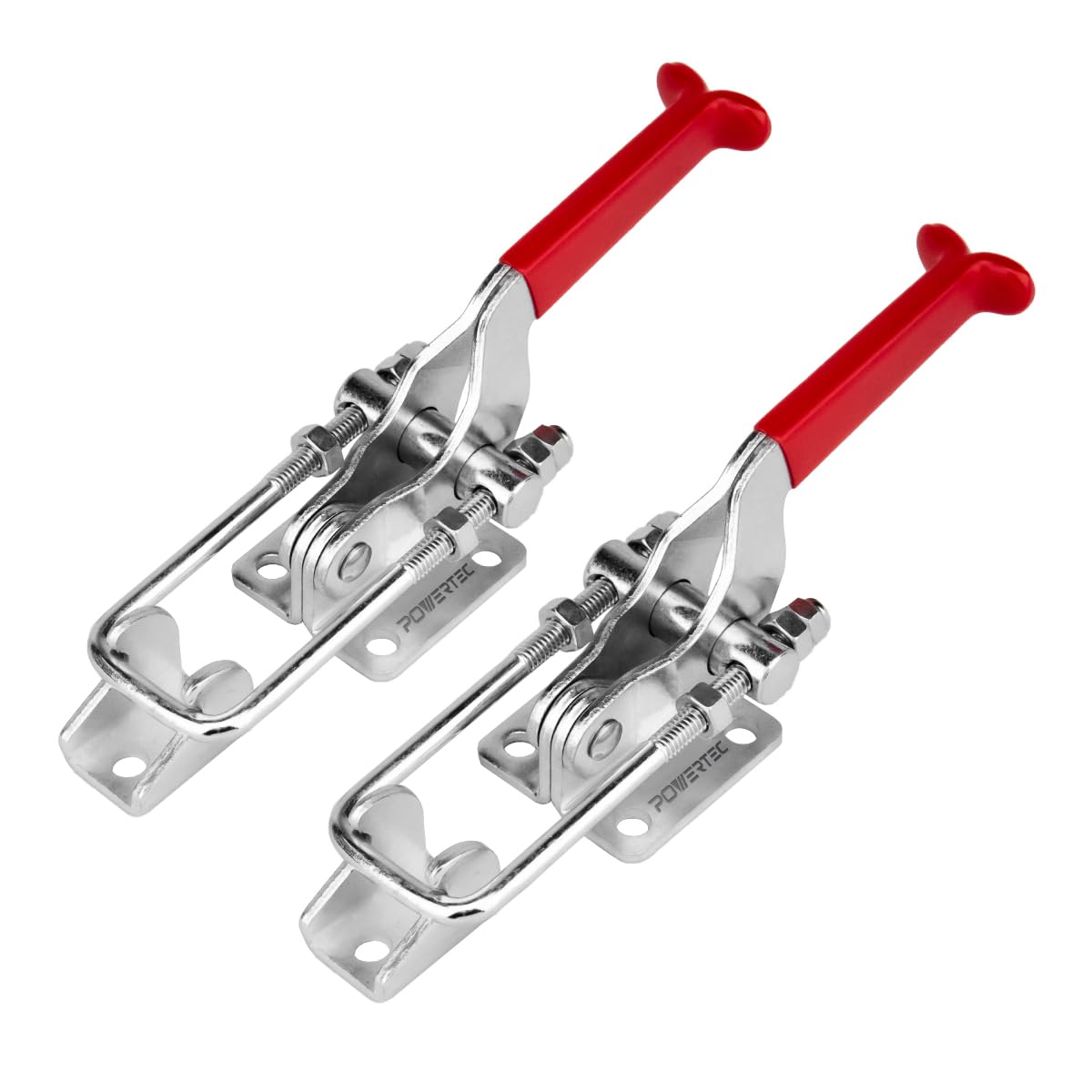 POWERTEC 2PK Toggle Clamp, 2000 lbs Holding Capacity, 40341 Adjustable U Bolt Latch w/Antislip Hand Grip for Woodworking Jigs &amp; Fixtures, Smoker, Tire Carrier, Tool Box, Cabinet, Truck (20306-P2)
