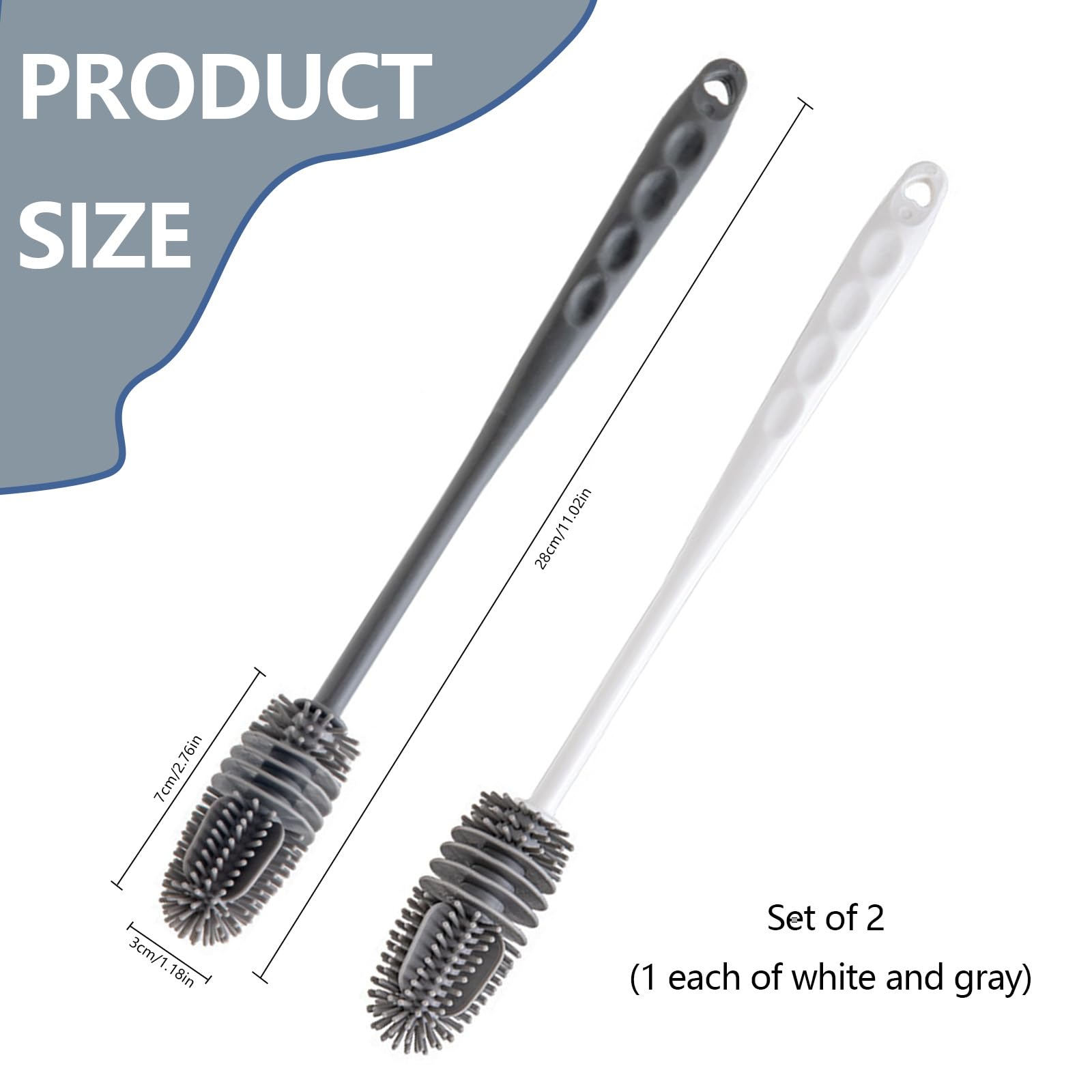 Brosse Pour Bouteilles Et Carafes - 2 Tailles, Nylon Doux, Sans Rayure, Pour Nettoyage En Profondeur