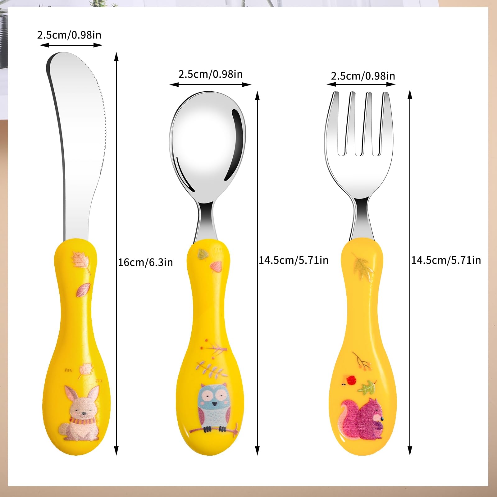 Posate Bambini Lehoo Castle 6 Pezzi - Acciaio Inox 304, Forchette, Coltelli, Cucchiai Per 1-4 Anni - Foto 2