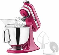 Vista 19 de KitchenAid Artisan Series KSM150PS - Batidora de pie con cabezal inclinable de 5 cuartos de galón con escudo de vertido, rosa pluma rosado
