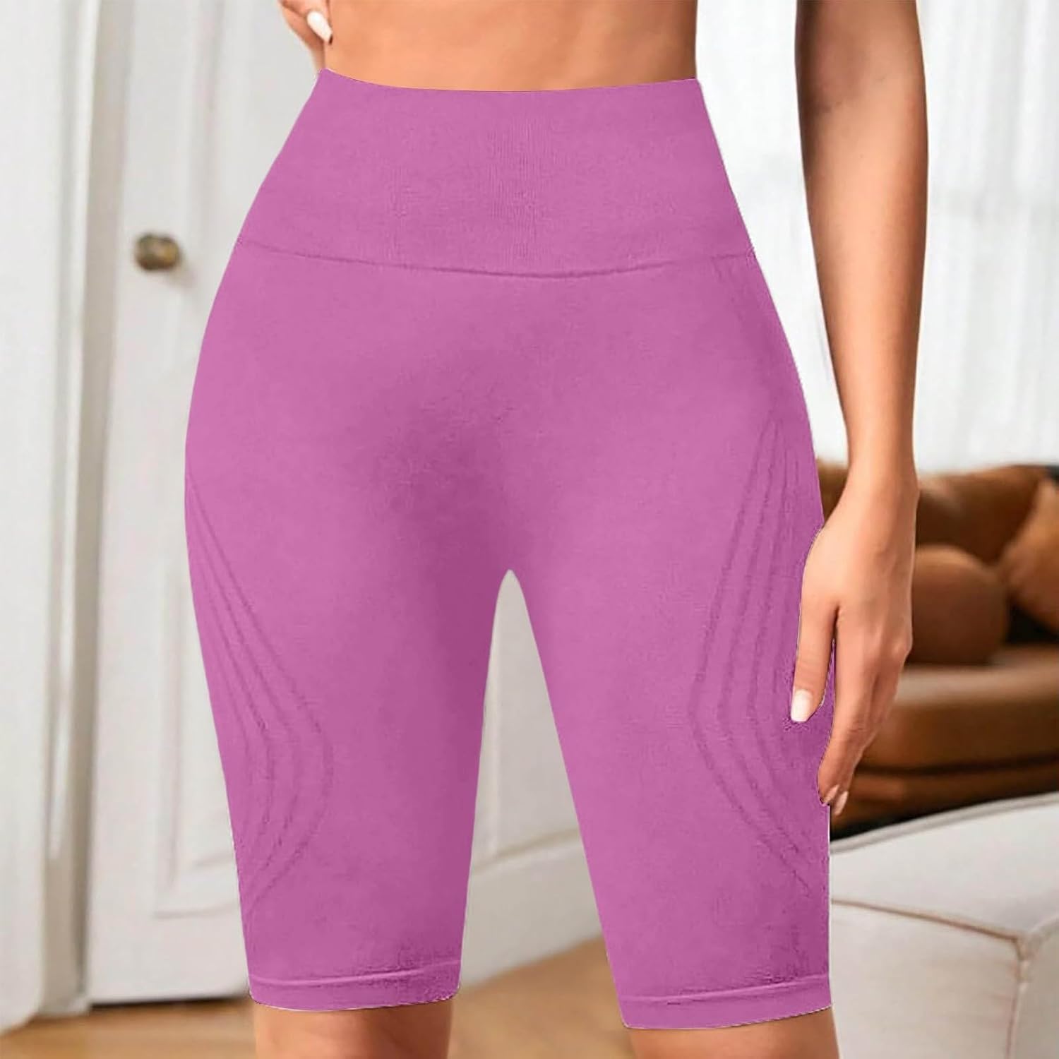 High Waist Yoga Capris Tummy Controls None See Through Workout Athletic Running Capris Leggings Tummy Controls None See Gray