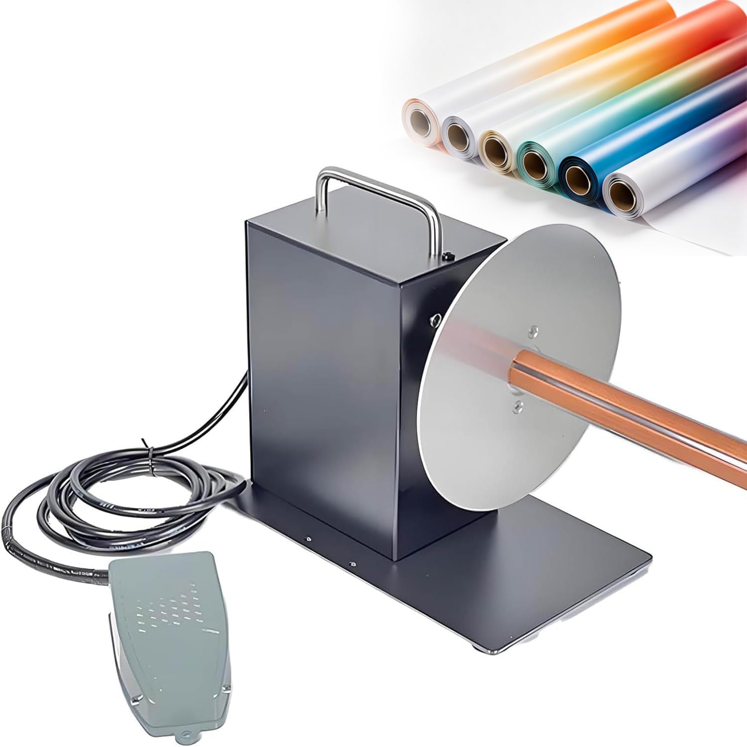 Poster Rewinder, 40/60/90cm Wide-Width Material Rewinder, 400 RPM Adjustable Speed & Direction, with Foot Switch, for Wallpaper, Plastics, Fabrics