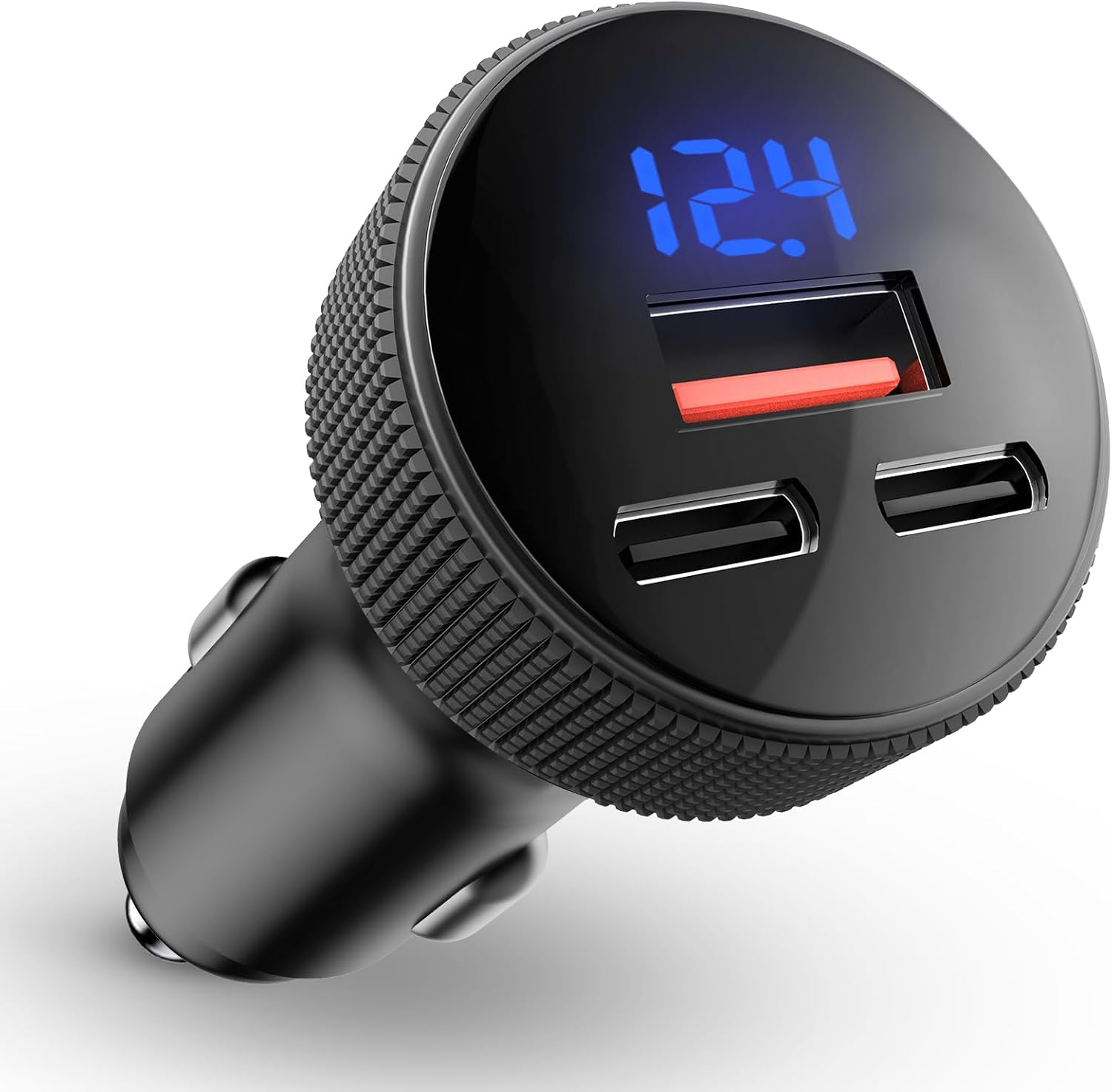 Caricabatterie Auto USB-C Da 60W Con Voltmetro - Ricarica Rapida QC3.0 18W + PD 30W + 2.4A 12W - Presa Accendisigari Per Telefono, Tablet, Orologio - Foto 3