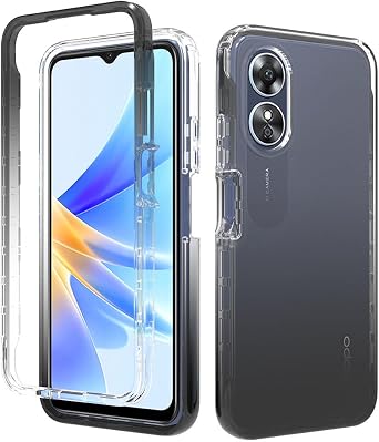 Case for Oppo A17, PC Front Cover + TPU Back Shell Splicing Combination for Oppo A17 Case, Full Body Protection Phone Cover for Oppo A17 Black