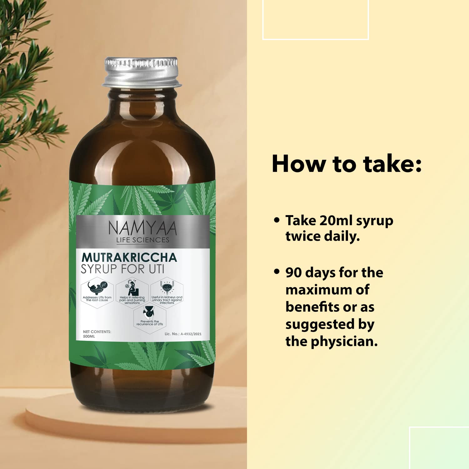 Namyaa Mutrakriccha Syrup for UTI - Fast relief of UTI Pain, Burning & Urgency | Strengthens Urinary Tract | Fast-Acting, Detoxifying, Flush Impurities, Clear System 2