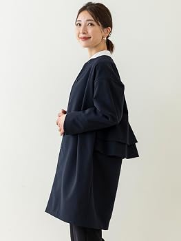 Amazon | [ソーノ] NAVY バックフリルラウンディッシュコート 