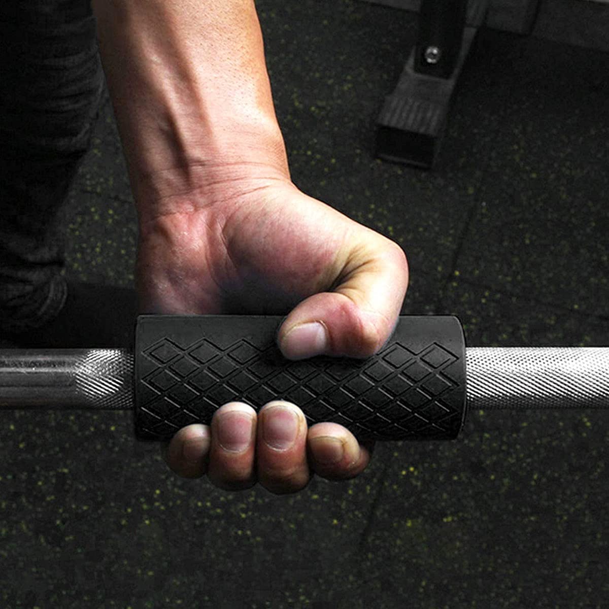 Manopole Per Bilanciere E Sollevamento Pesi, Misura Piccola, Spesse, Per Aumentare La Forza Di Presa, Antiscivolo, Per Bodybuilding, Fitness, Allenamento Di Forza Di Presa, 2 Pezzi, Silicone Nero