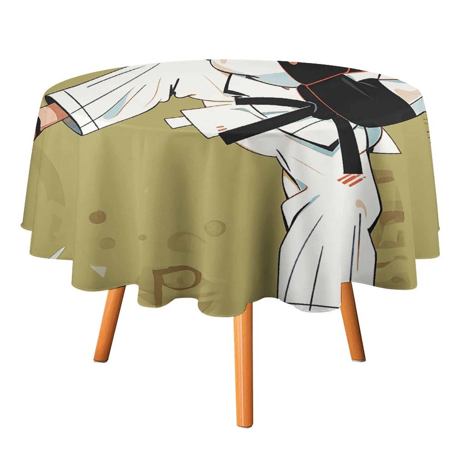 Nappe ronde taekwondo anti-taches pour protéger vos tables de fête et de jardin