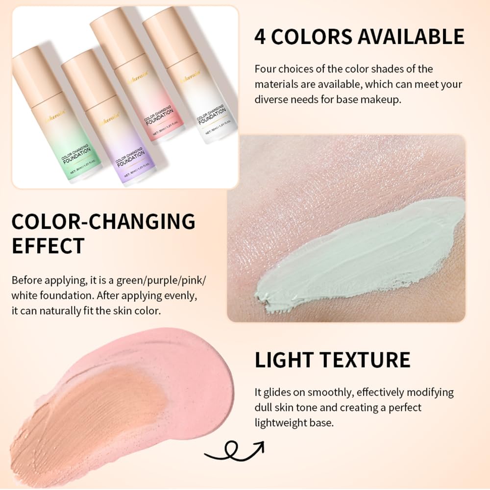 Color Changing Foundation with Centella Asiatica - Weightless Hydrating Liquid Foundation (Purple-02), 30 ml (Pack of 1) - Image 3