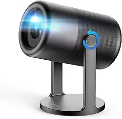 Mini Projetor Portatil 4K 1080P Full HD, 5G Wifi 6 BT 5.0 Android 11, LED Projector 10000 Lumens Auto de Correcção Trapezóide Horizontal, 180°Girável Projector com Base, bettdow AC1042, Cinza