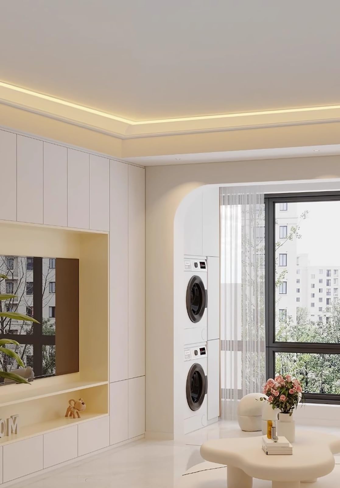 Profilo a LED in alluminio per illuminazione indiretta, modanatura flessibile della corona e decorazione del soffitto, facile installazione per spazi domestici e commerciali