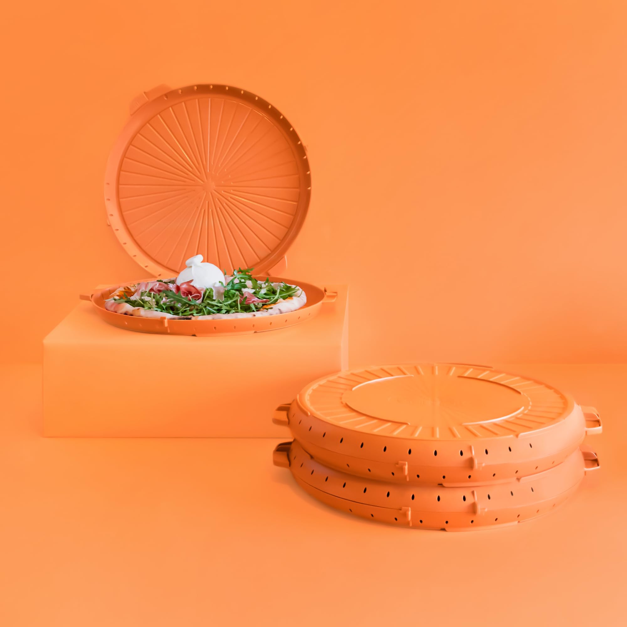 Gilac Contenitore per pizza riutilizzabile con coperchio Ø 33 cm plastica senza BPA