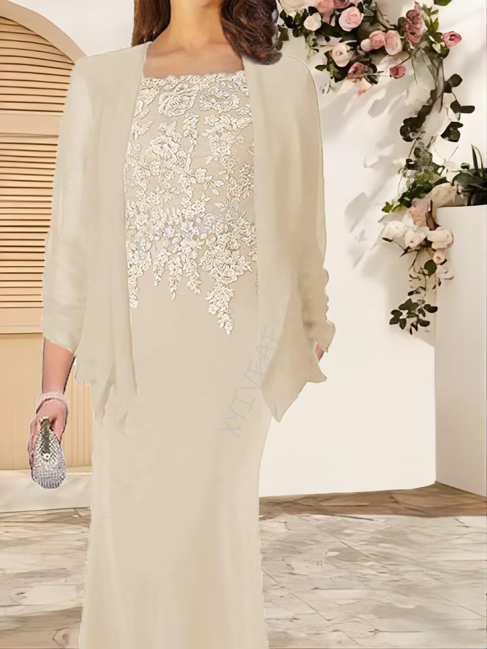 Mother of Bride Dresses with Jacket 2-Pieces Laces Appliques Mother of The Groom Dress Long Chiffon Formal Evening Gowns - Image 2