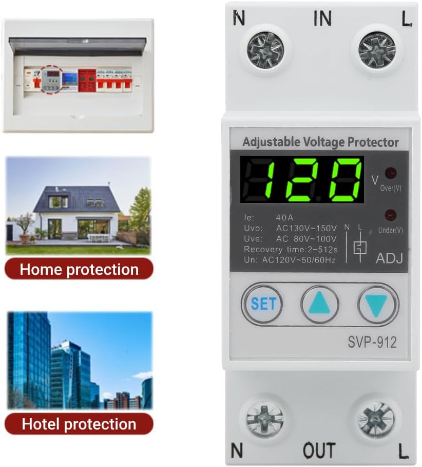 LiebeWH Voltage Protector Undervoltage 120VAC Auto Reset Self Recovery Adjustable Switch for Refrigerator Freezer AC Home