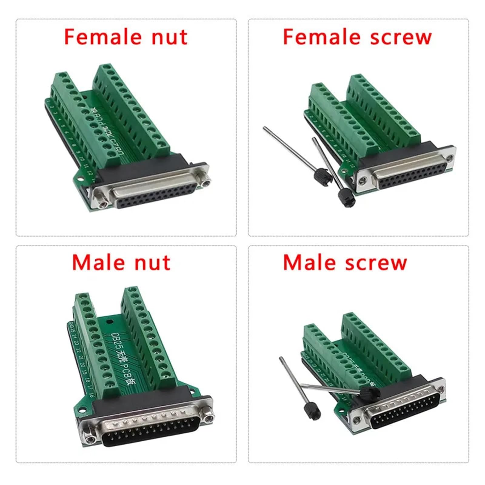 DB25 Adapter 25-pinowy RS232 Sygnały szeregowe Terminal Interfejs Konwerter do złącza Męski Żeński D Sub 1 szt. (nakrętka żeńska)