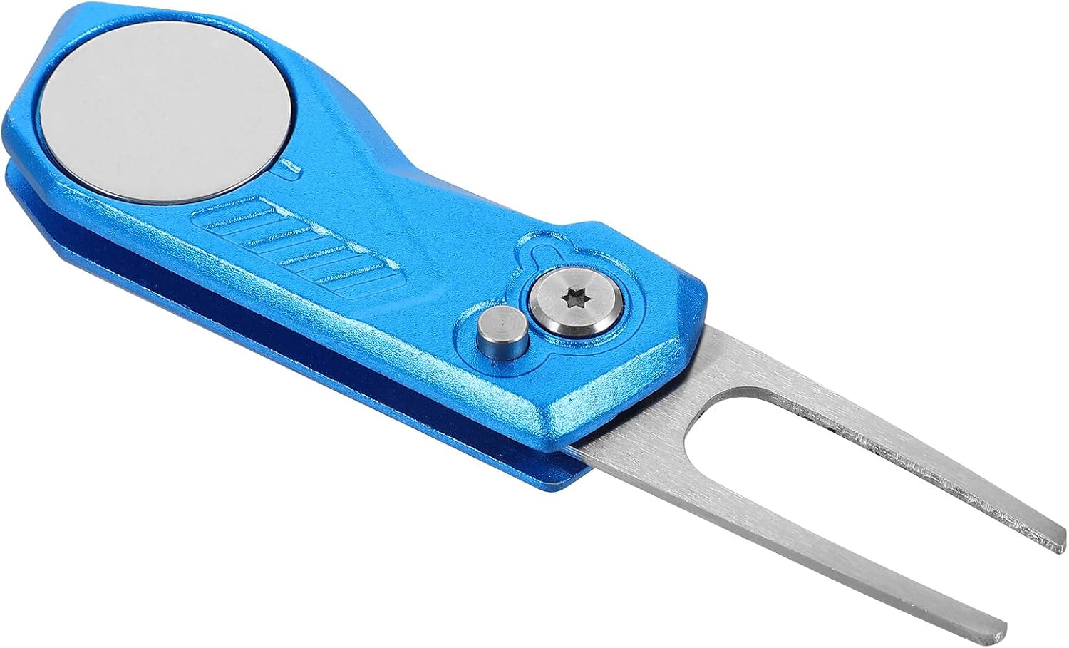 Mikinona Golf Divot Repair Tool and Ball Marker Metal Portable Golf Divot Fork for Lawn Repair in Blue