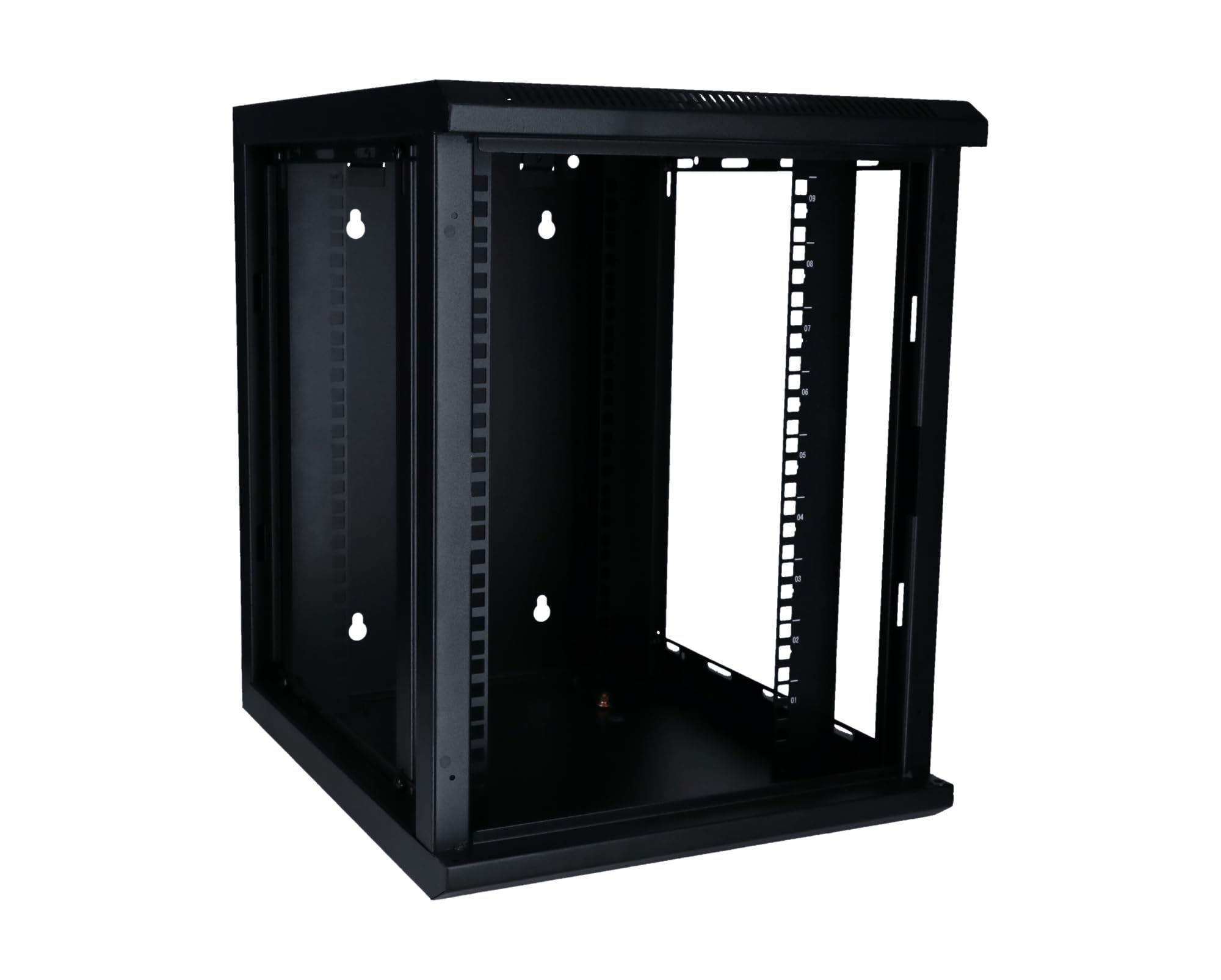 Szafa serwerowa 10-calowa 9U z drzwiami szklanymi 370x450x486 mm (szer. x gł. x wys.) - Czarny