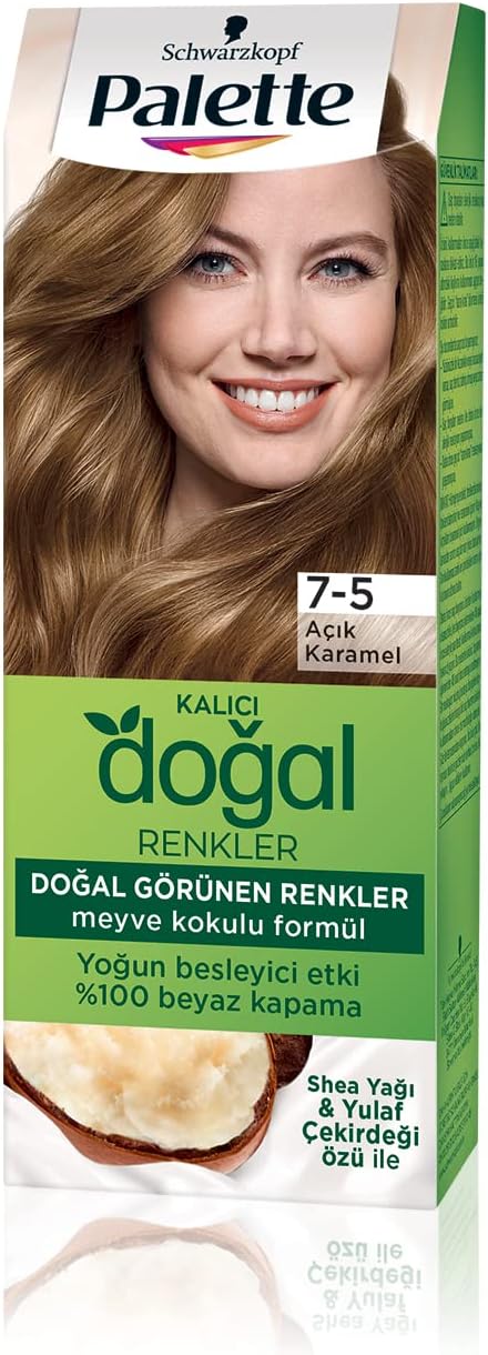Permanent Natural Colors 7.5 Light Caramel Hair Dye on Palette