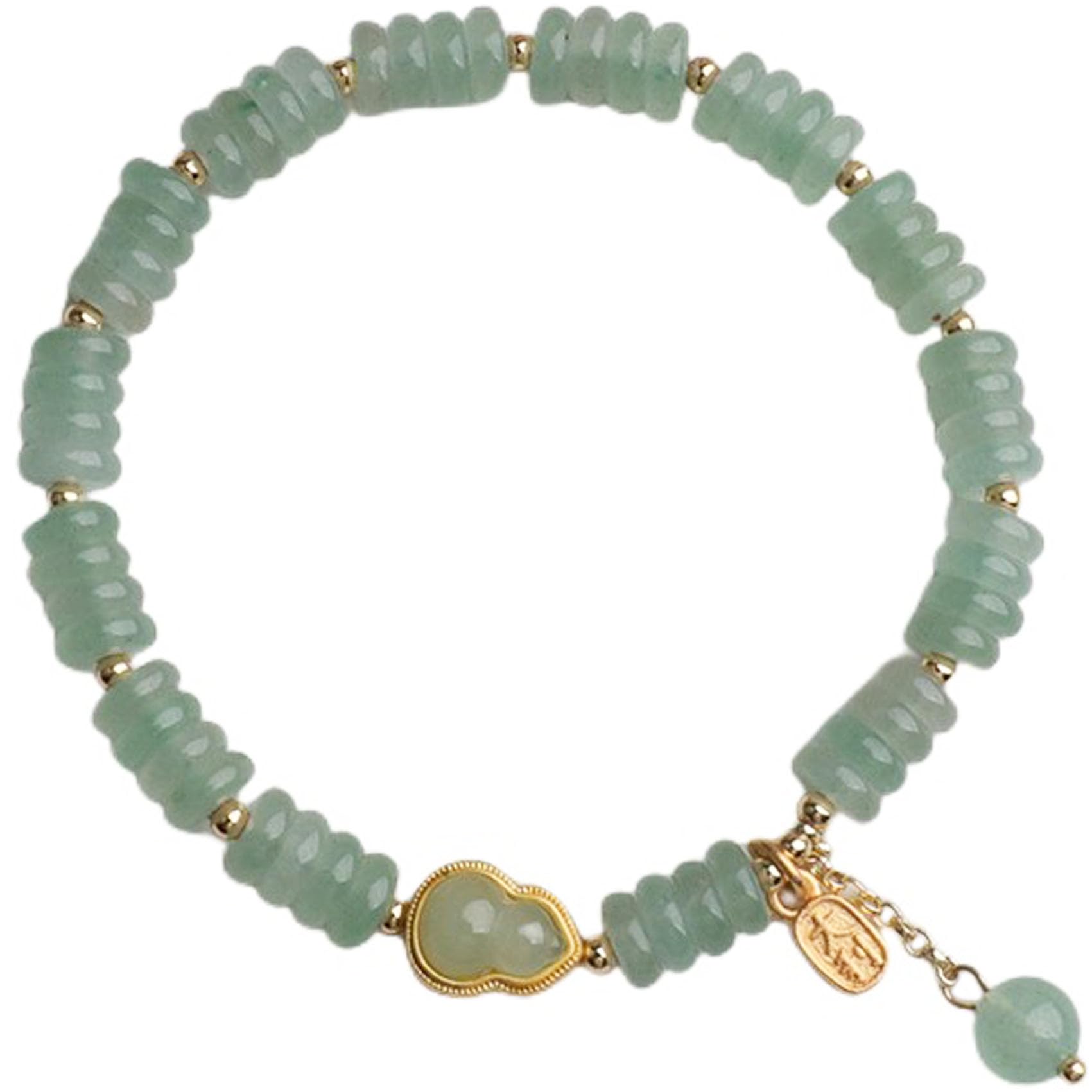 Bracelet en jade et pierres précieuses naturelles avec pendentif plaqué or