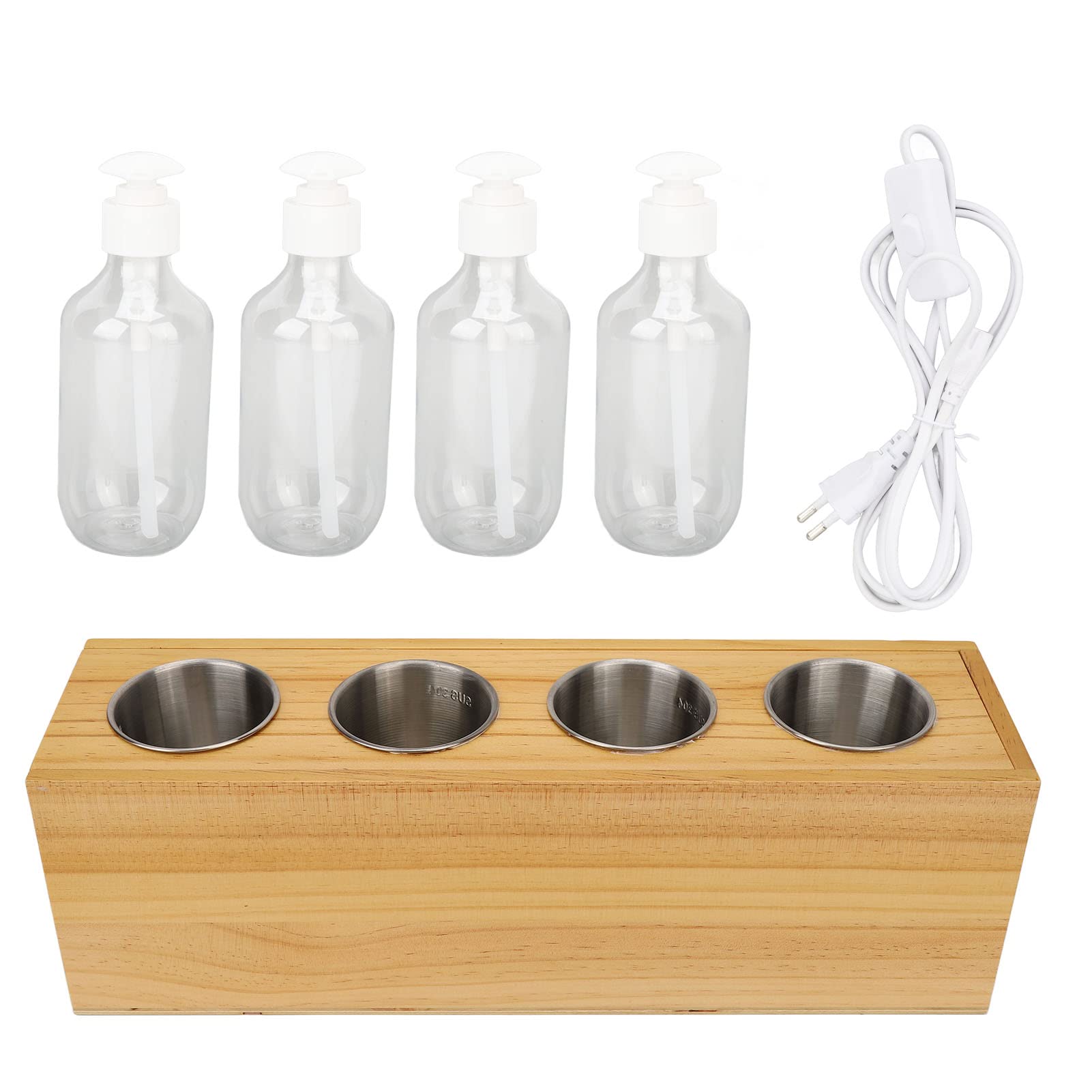 Chauffe-huile électrique pour huiles de massage, 4 bouteilles à température constante, chauffage rapide, chauffe-lotion détachable, fonctionnement facile
