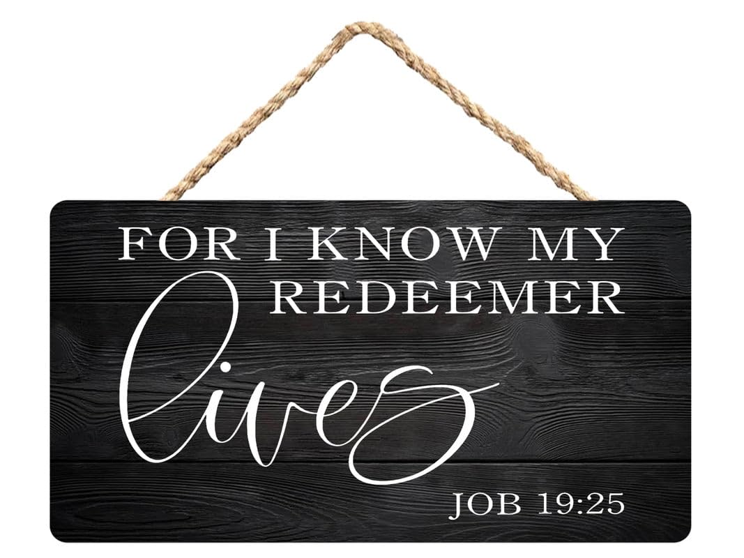 for I Know My Redeemer Lives Wooden Wall Art 12X6 Inch - Christian Home Decor, Religious Hope Scripture Art