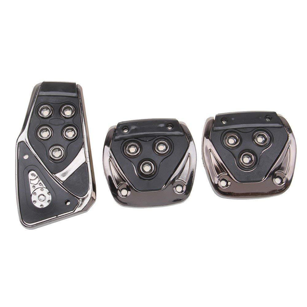 AUTO MT 3 Pcs Non-Slip Manual Car Pedals Brake Clutch kit Pad Covers Set Compatible with All CAR (Black)