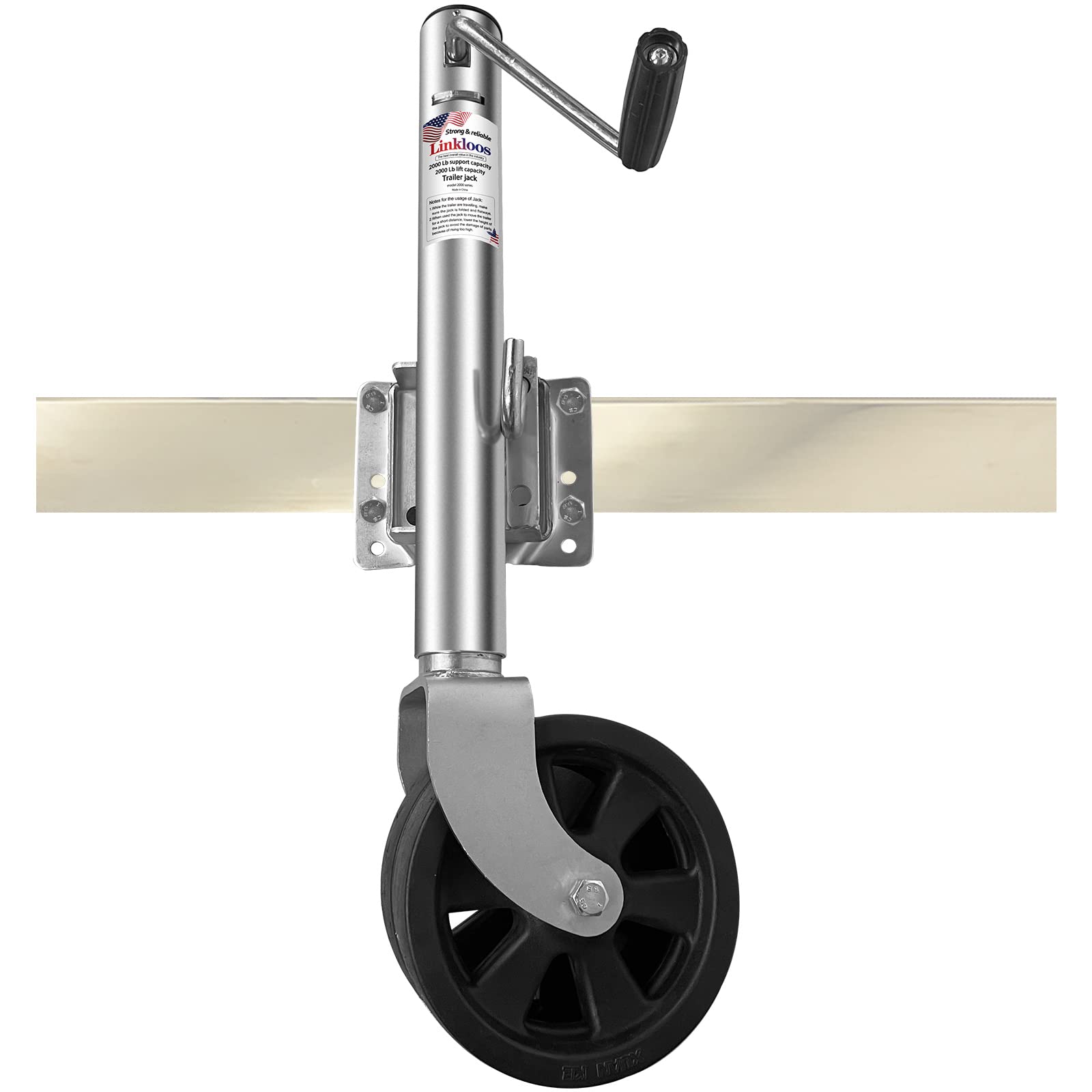 Buy Swivel Trailer Jack 2000lbs Capacity, 10.5" Lift, Dual 8" Wheel