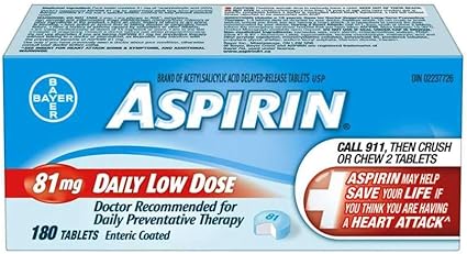 Aspirin Lot De 1 Comprimes Enteriques A Faible Dose 81 Mg Amazon Ca Everything Else