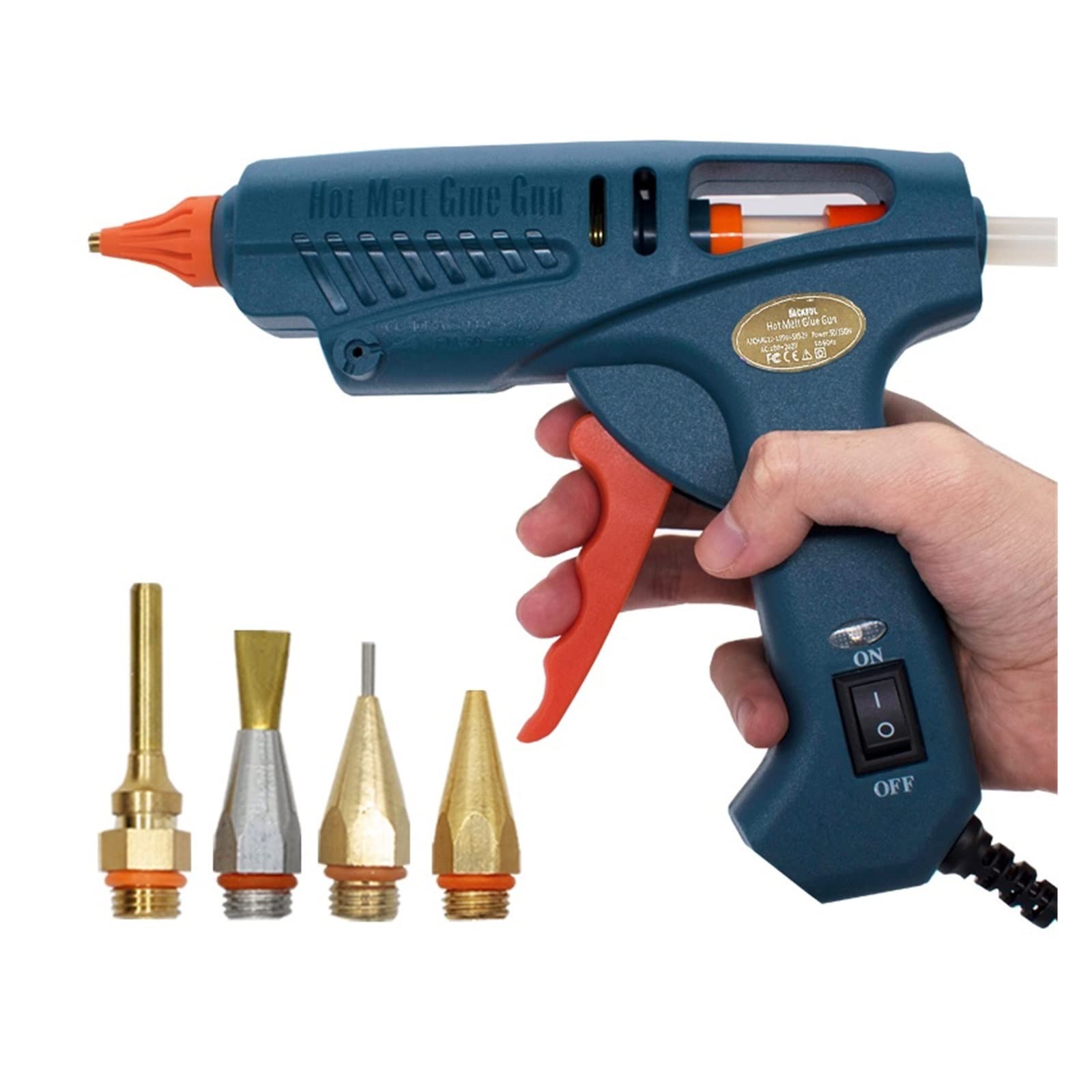 Pistolet na gorący klej, Pistolet do klejenia na gorąco 50 W/150 W 100 W dysza miedziana do 11mm klej w sztyfcie rękodzieło domowe DIY klej gorący pistolet torba na narzędzia(Tool Bag,100W)