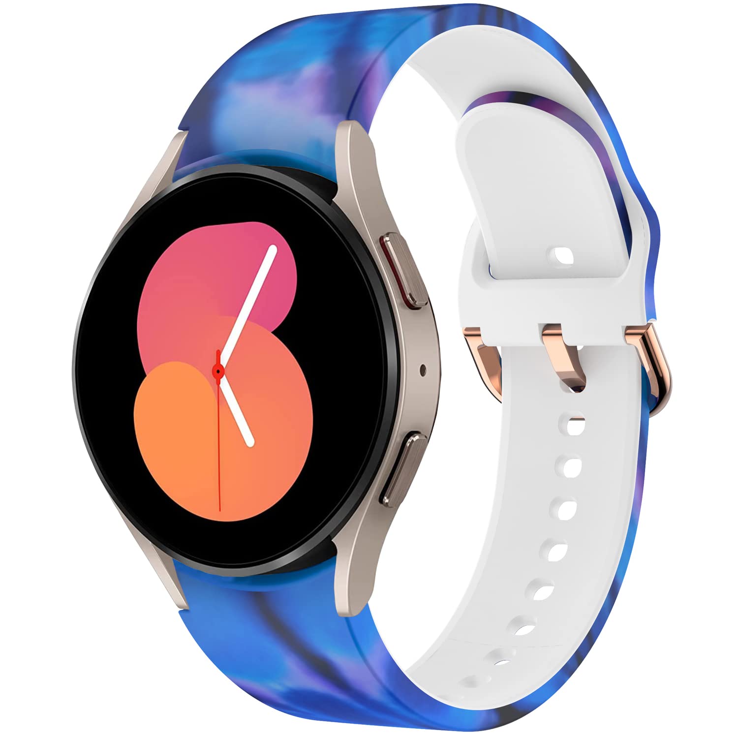 Floral Bands Compatible with Galaxy Watch 5 40mm 44mm/ Galaxy Watch 5 Pro 45mm Smartwatch Band,Improved Adjustable Silicone Replacement Sport Straps for Women Man(Aurora)