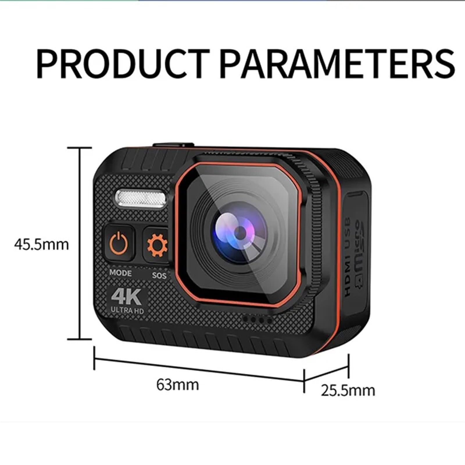 Action Camera 4K60FPS con schermo di controllo remoto Videocamera sportiva impermeabile Registratore guida Cam for casco(128g)