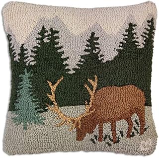 Chandler 4 Corners Artist-Designed Mountain Elk Hand-Hooked Wool Decorat...