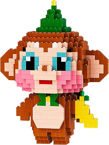 Larcele Juego de micro bloques de construcción de animales, mini ladrillos de juguete de construcción 3D, 1118 puntos KLJM-10 (Mono)