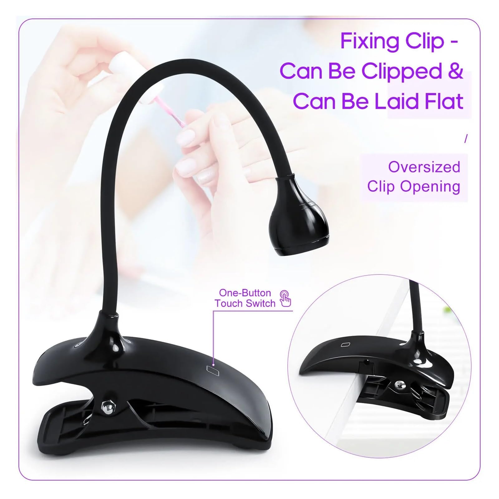 Lampada UV per Resina Luci for unghie a LED Asciugatrice Lampada UV ultravioletta Mini scrivania flessibile con clip USB Strumenti for pedicure manicure for polimerizzazione del gel(Rosa)