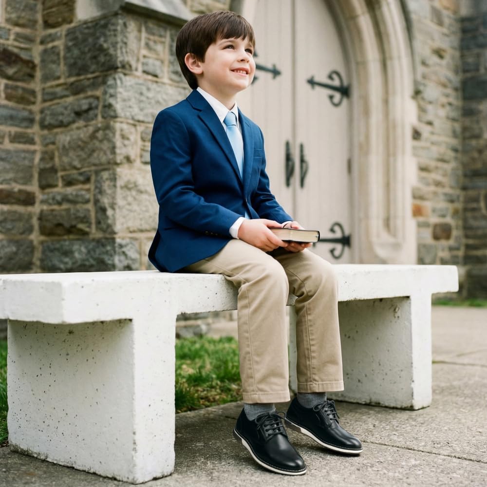 Bruno Marc Jungen Anzugschuhe Kinder Freizeitschuhe Oxford Atmungsaktive Schnürschuhe Elegante Festliche Kinderschuhe für Partys formelle Anlässe Hochzeitsschuh