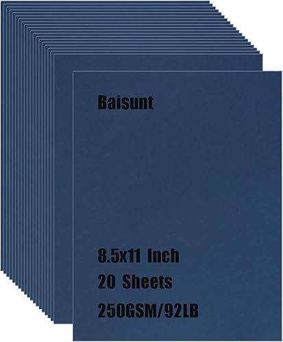 Baisunt 20 hojas de cartulina azul marino grueso en blanco para proyectos de arte de bricolaje álbumes de recortes tarjetas e invitaciones 85 x 11