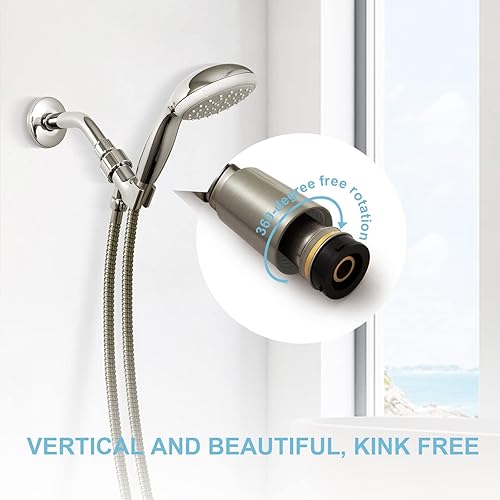 Miniatura 2 de OFFO Manguera de ducha, níquel cepillado de 48 pulgadas, sin torceduras, accesorio de manguera de ducha de mano galvanoplastia, manguera flexible