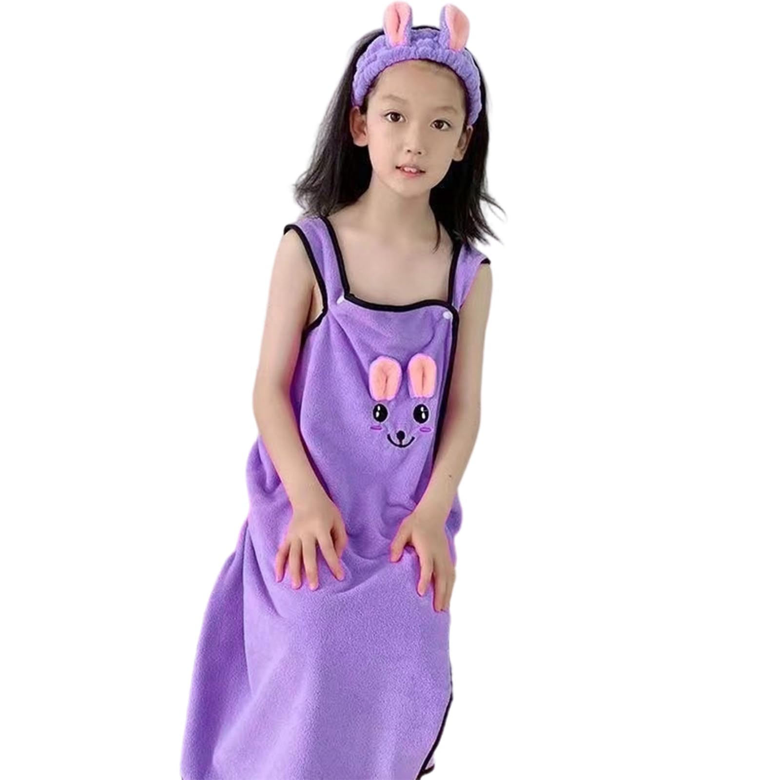 Piceioep Children Shower Towel Comes with Hair Wrap Machine Washable Designs Waterproof Bath Robe