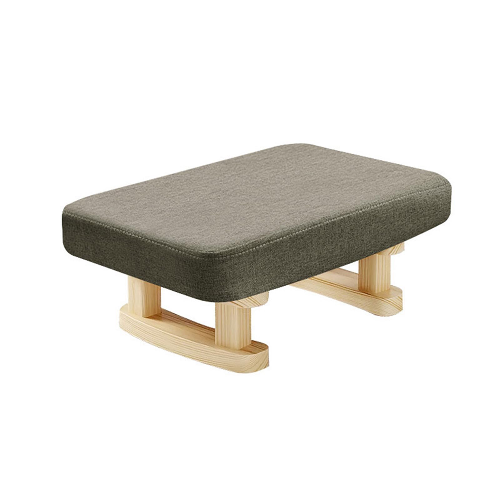 CHZIMADE Foot Stool Ottoman Footstool Pouffe Stool Low Stool Change Shoe Footrest Wooden Legs with Removable Padded Seat