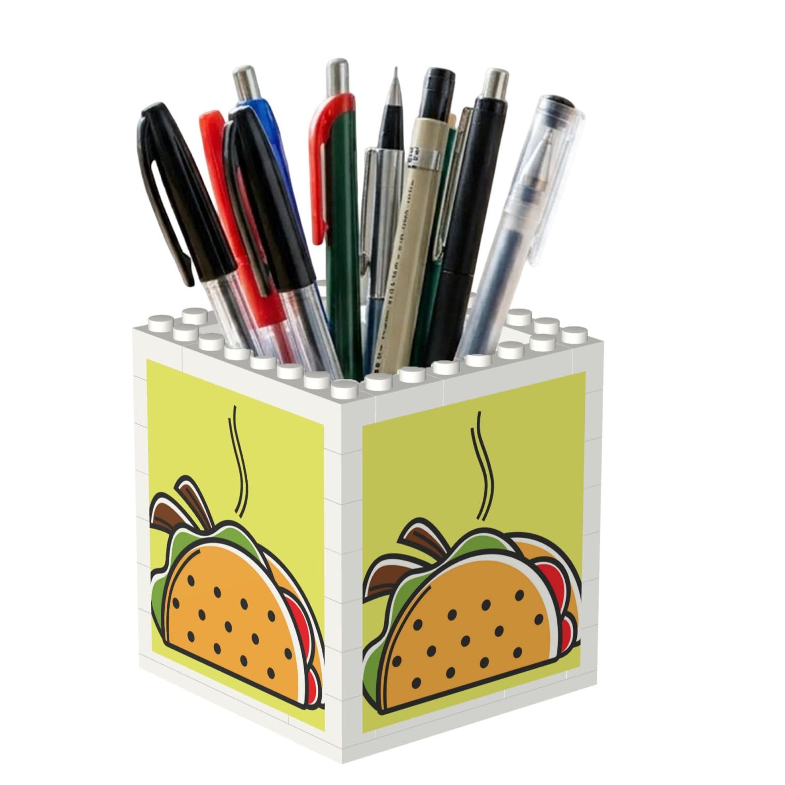Poadnly Taco Mexican Food, Pen Pot Pencil Holder for Office Home School, Compact Desk Organiser for Office Stationery