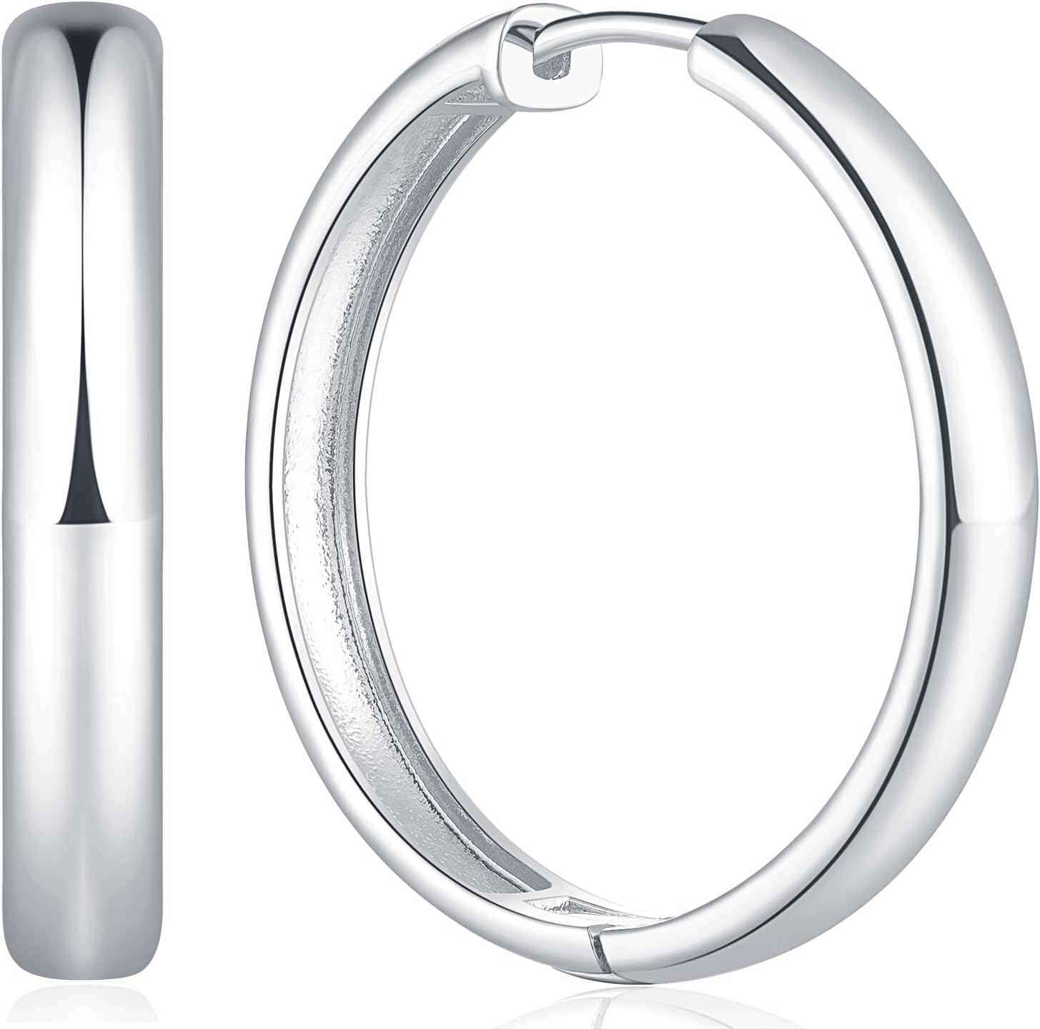 Silver Hoop Earrings Sterling Silver Earrings Silver Huggie Hoop Earrings Minimalist Large Hoops Hypoallergenic Earrings 30MM*5MM