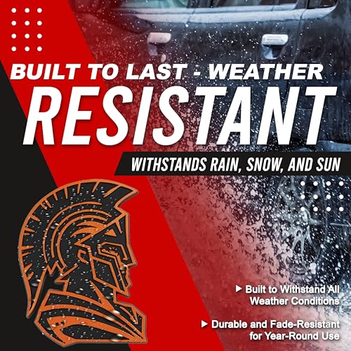 Image of Spartan Emblem 3D Warrior Badge, Custom Car Decal Sticker - Durable Exterior Trunk, Hood, Fender for Car, Truck, SUV (Set of 2) (Orange)