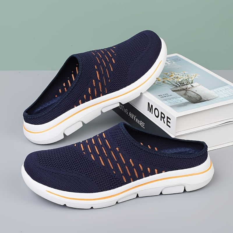 Men's Breathable Mesh Mules Fashionable Knit Slip-Ons with Soft Soles for Casual Daily Wear3