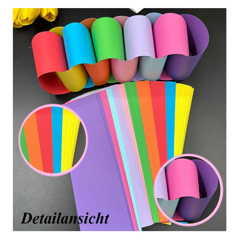 Papierkette 200 Stück Papiergirlande Bunte Papierstreifen Bastelstreifen,Kettenstreifen Streifen Regenbogen Bastelzubehör,Girlande Papier für Klassenzimmer Zuhause Partydekorationsartikel