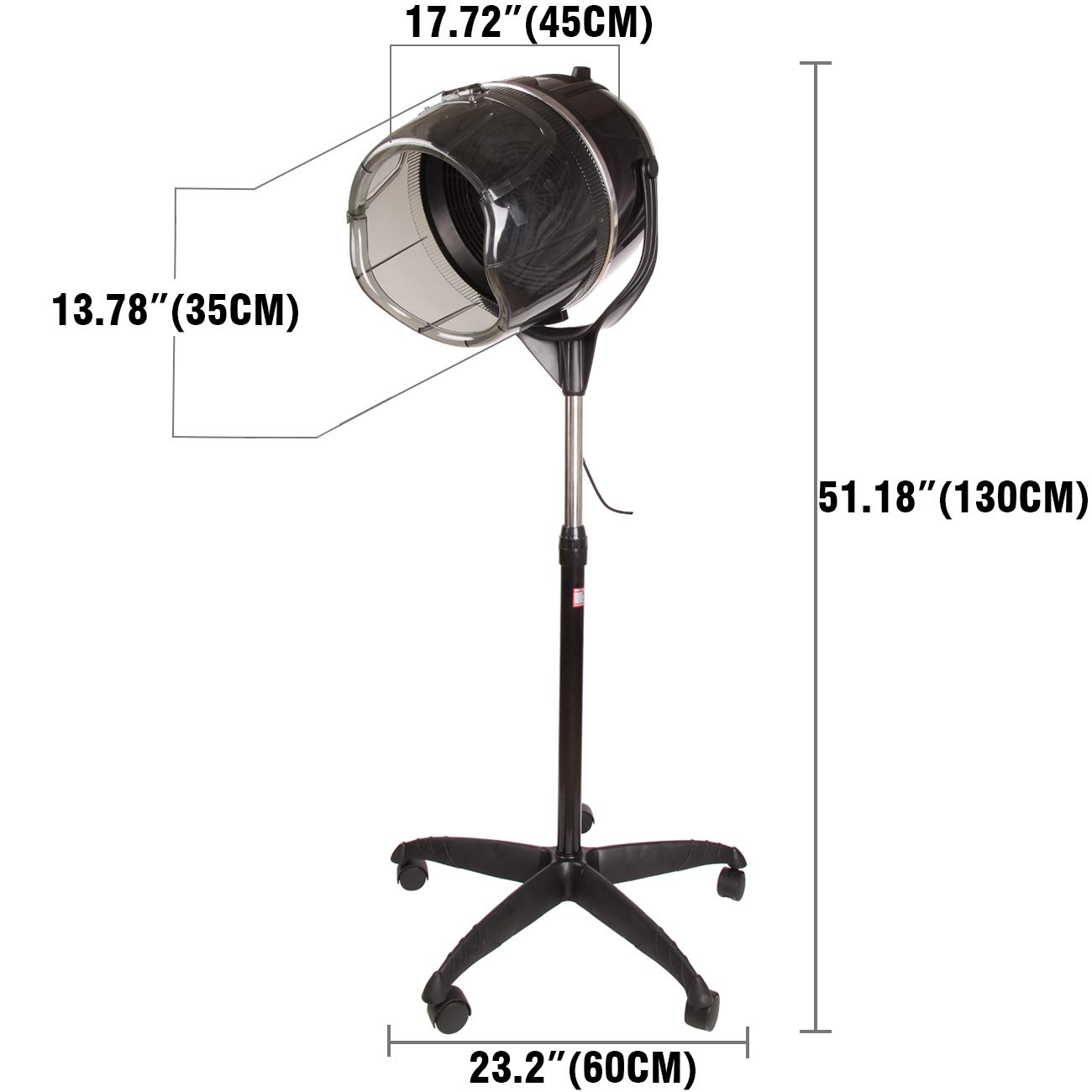 Samger Profesional Secador de Pelo Pie Campana Casco 1050W Peluqueria con Capucha y Tripode, Altura ajustable, Temporizador control Temperatura