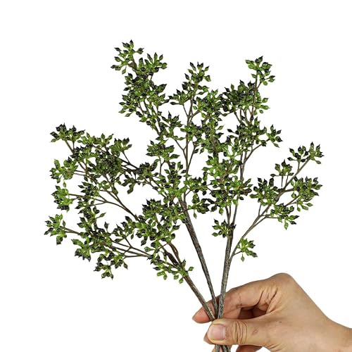 XZJMY 3Pcs Artificial Soft Green Sedum Berry Stem Faux Berry