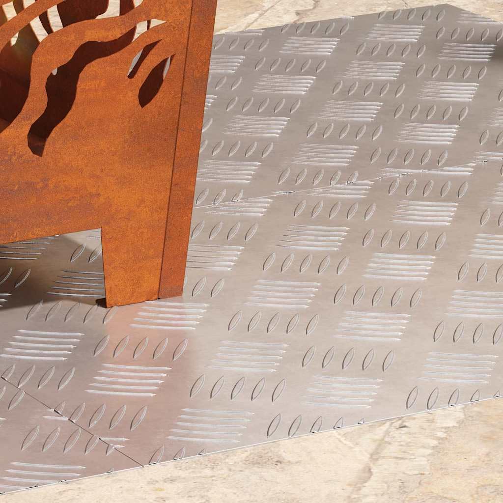 Fengshui Aluminiowy stopień schodowy, 70 x 40 cm, srebrny, 4 sztuki | Antypoślizgowa konstrukcja blachy ryflowanej, do użytku wewnątrz i na zewnątrz, łatwe czyszczenie, trwała